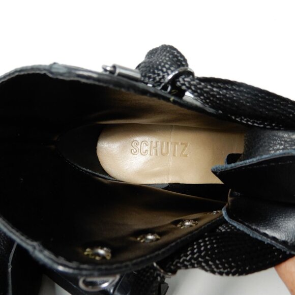 Schutz Zhara Lace up Ankle High Heel Bootie Size 8.5 Black Leather NEW $158 - Picture 6 of 16